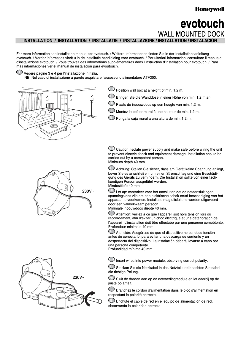 Page 1 of the manual User Manual Honeywell Evotouch ATF 300
