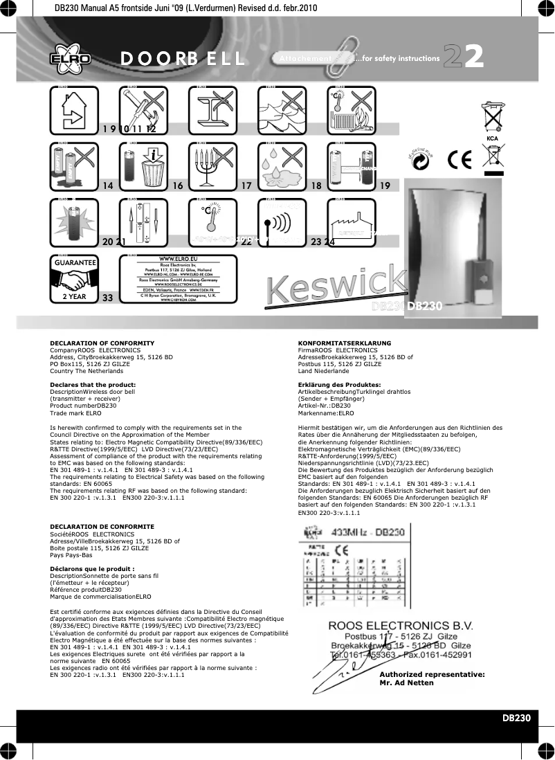Page 1 of the manual User Manual Elro DB230