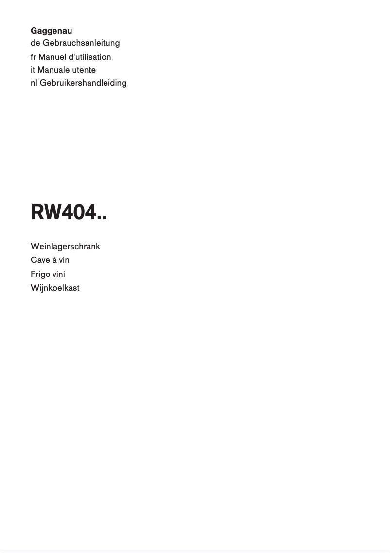 First page image of the manual for RW 404