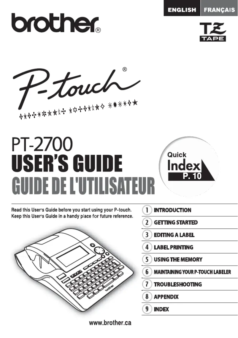 First page image of the manual for P-touch PT-2700