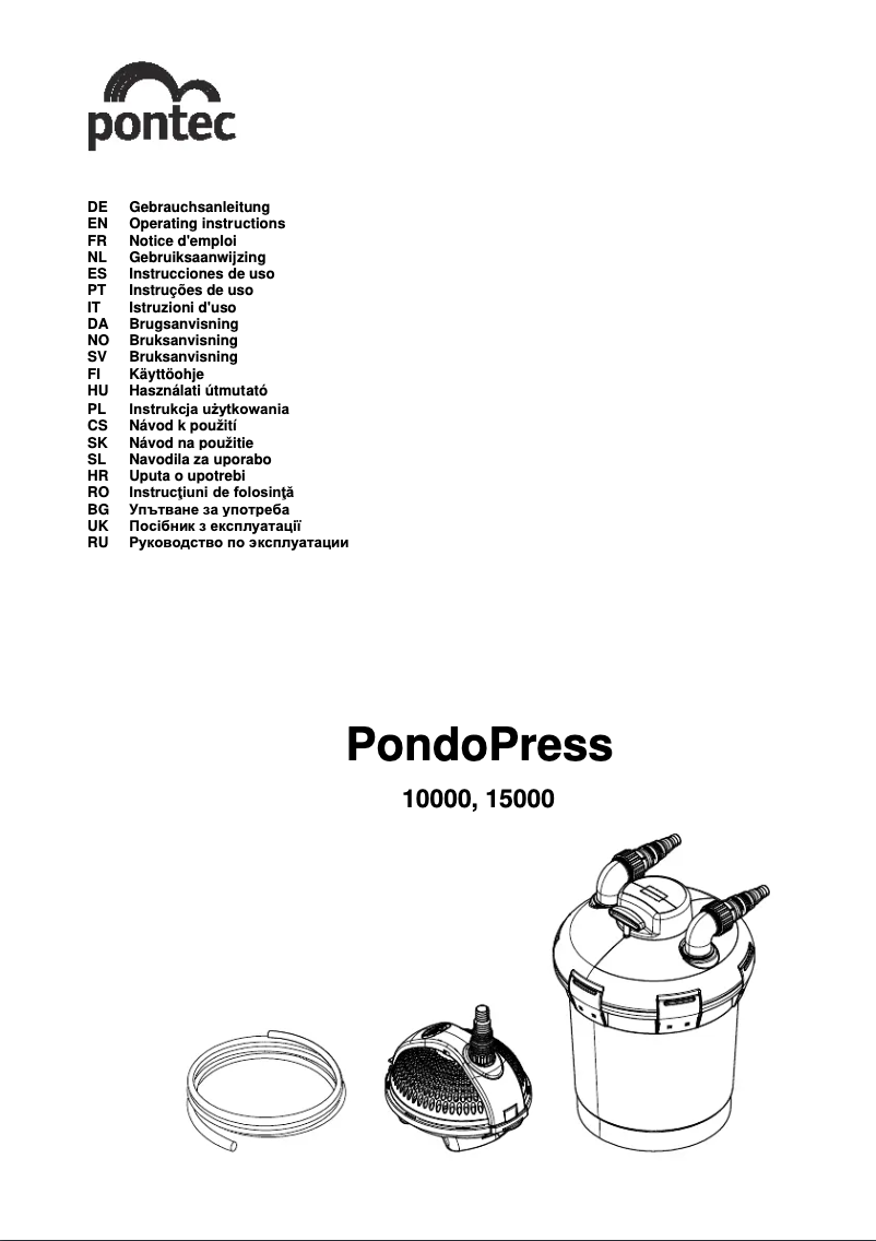 First page image of the manual for PondoPress 15000