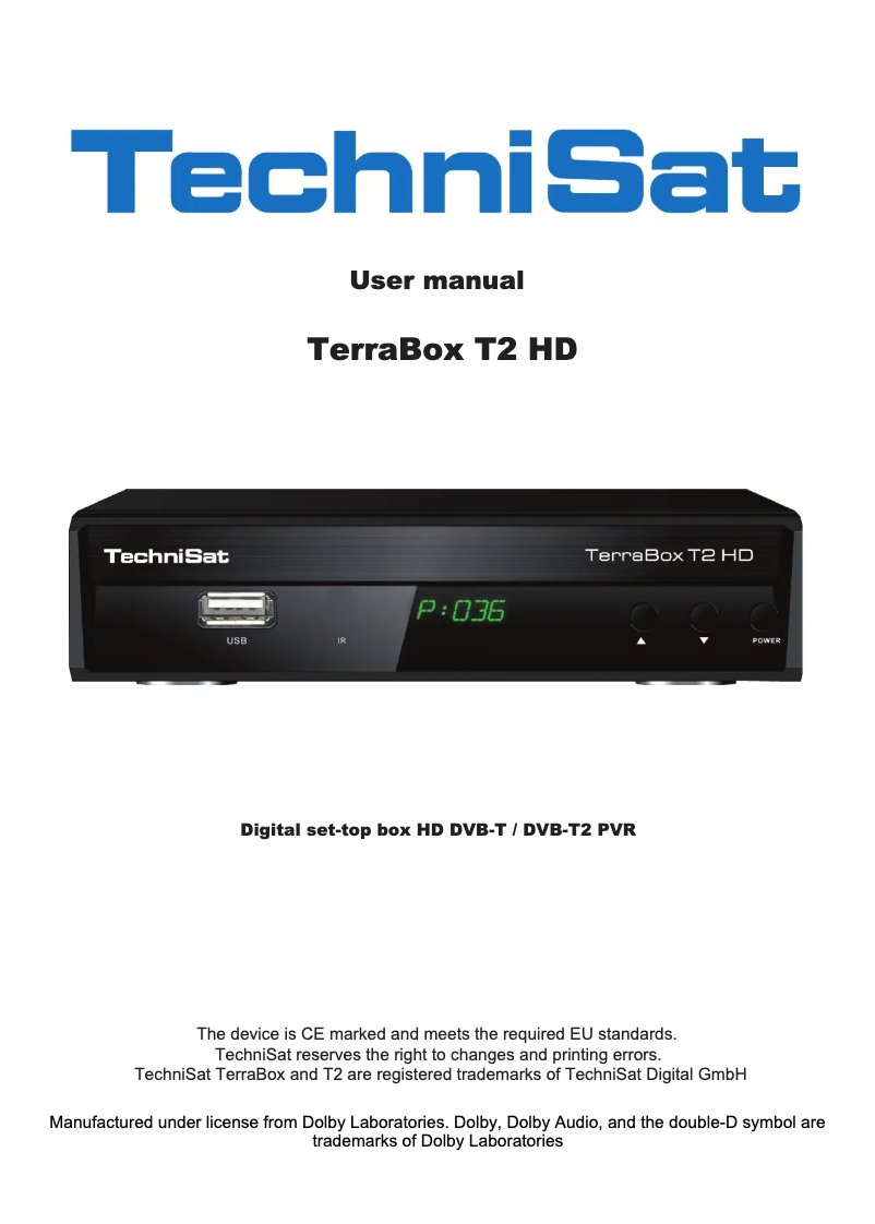 First page image of the manual for TerraBox T2 HD