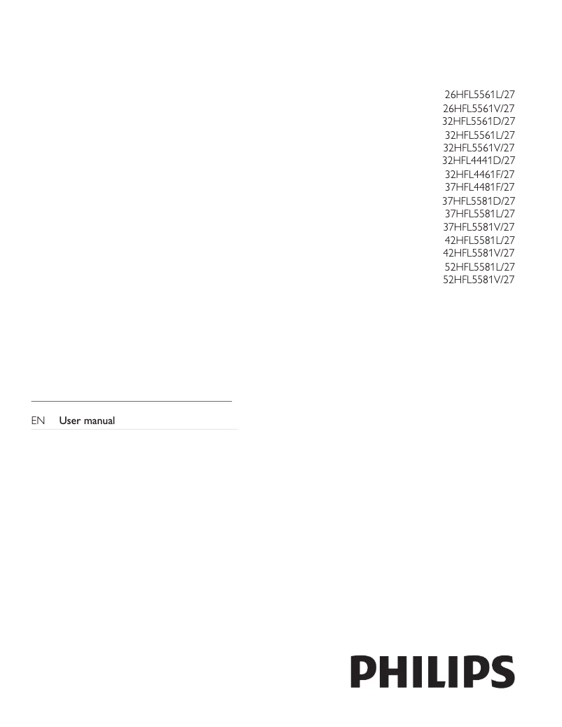 First page image of the manual for 52HFL5581V