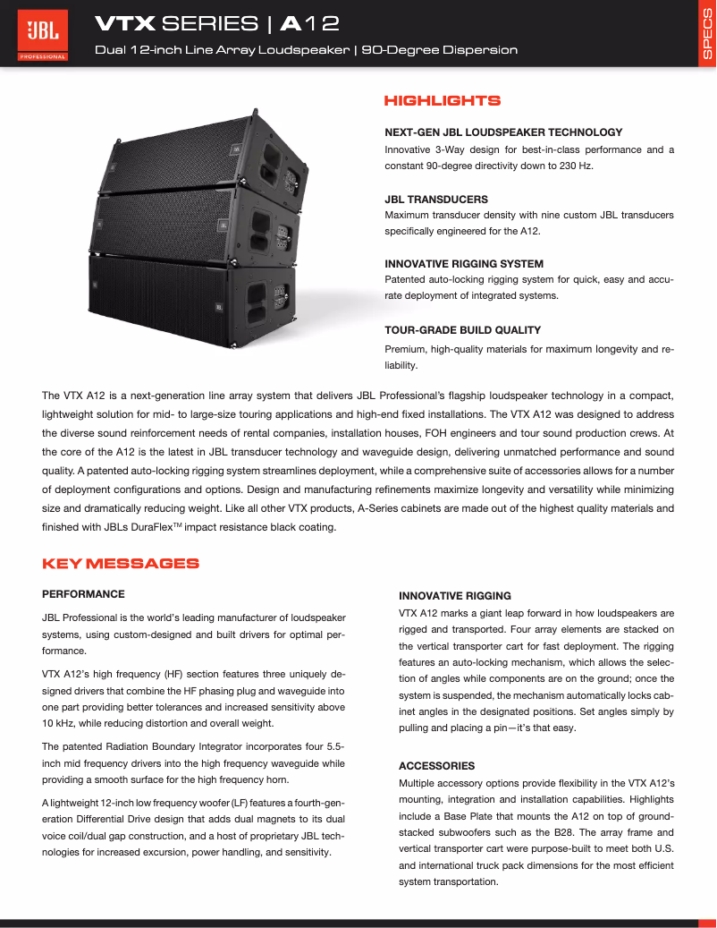 First page image of the manual for VTX A12