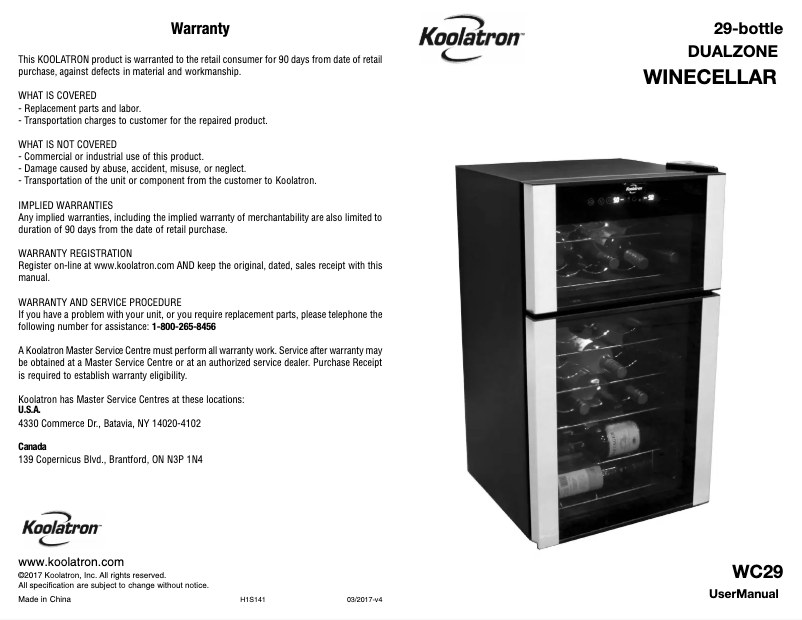 First page image of the manual for WC29