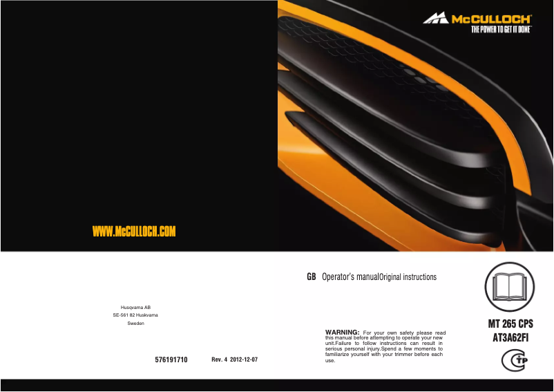 First page image of the manual for MT265CPS