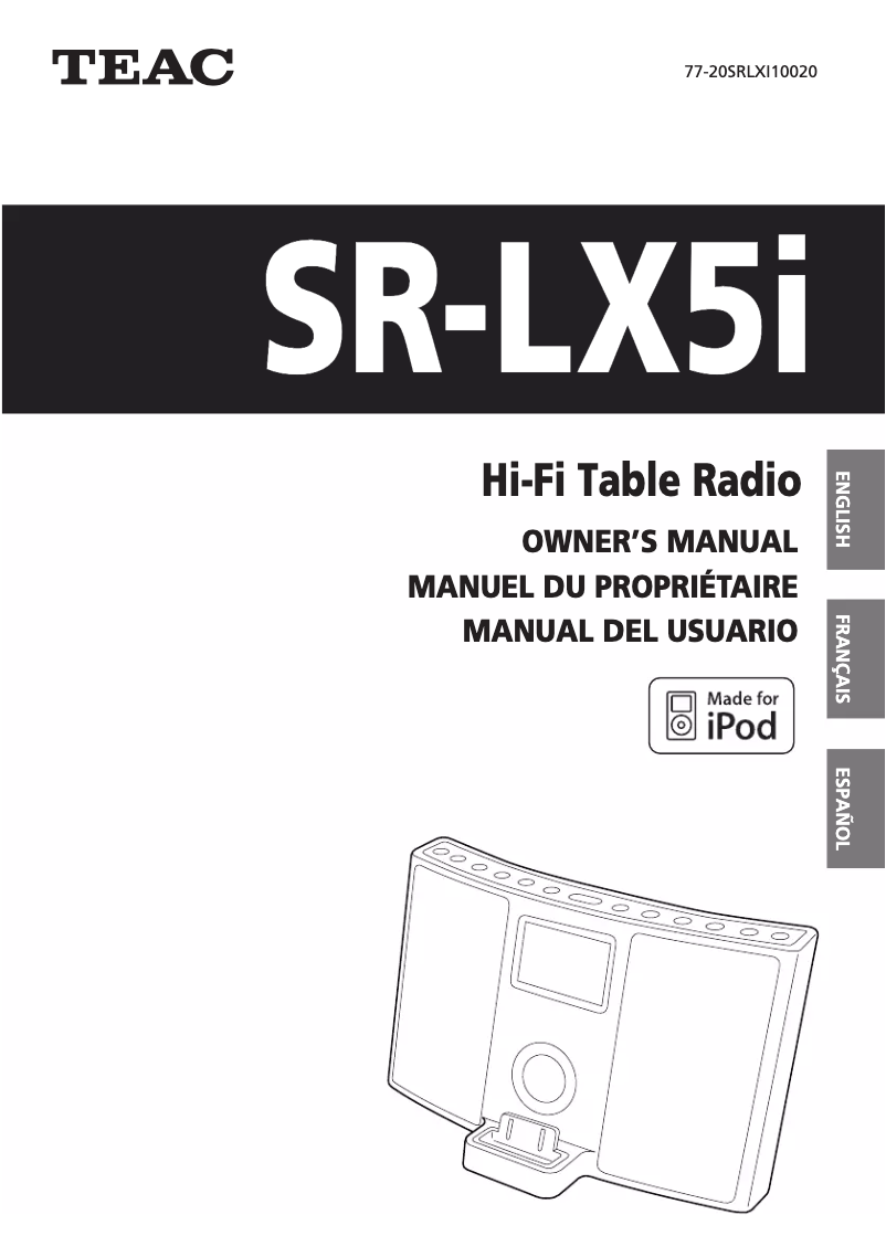 First page image of the manual for SR-LX5IB