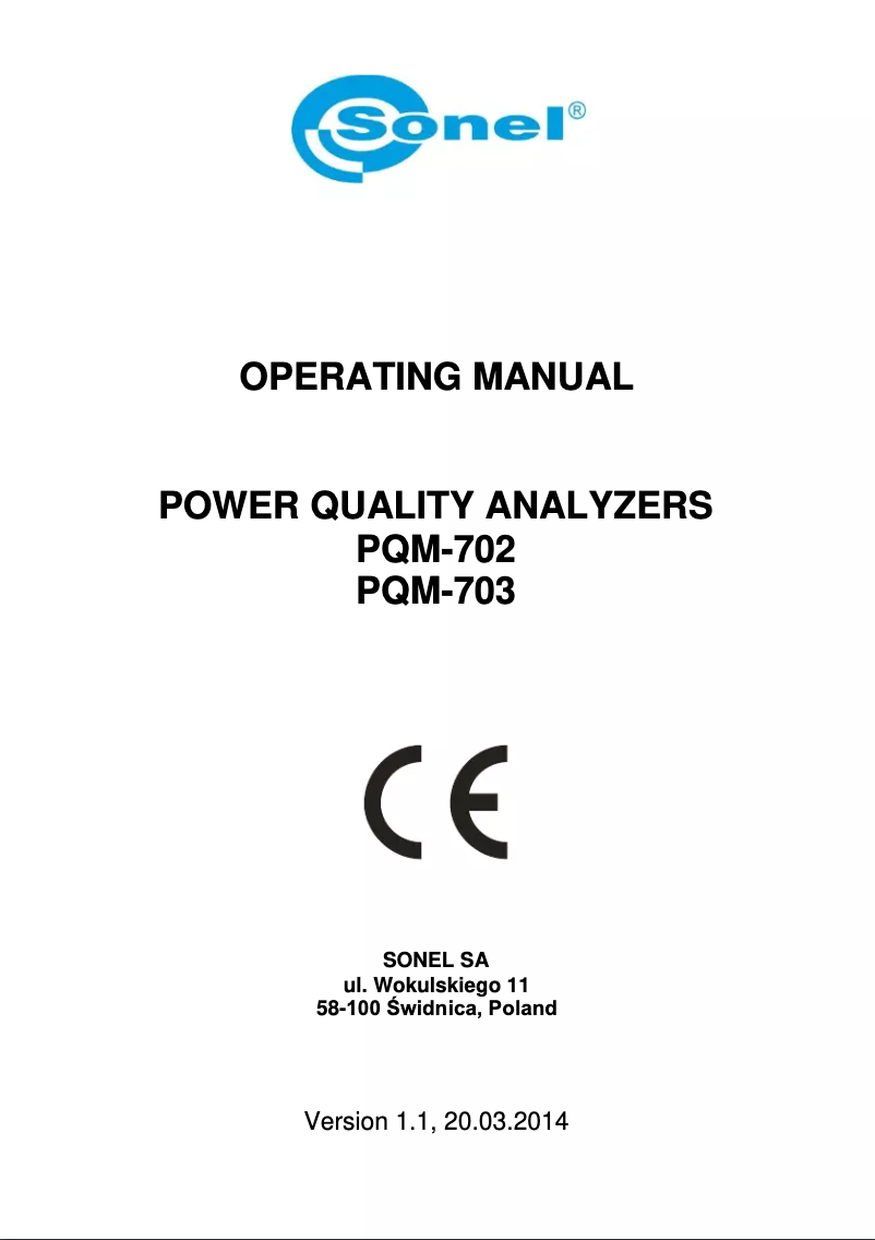 First page image of the manual for PQM-710