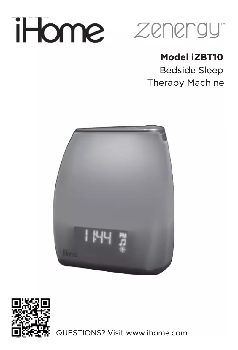 Page 1 of the manual User Manual iHome Zenergy Bedside Sleep Therapy IZBT10