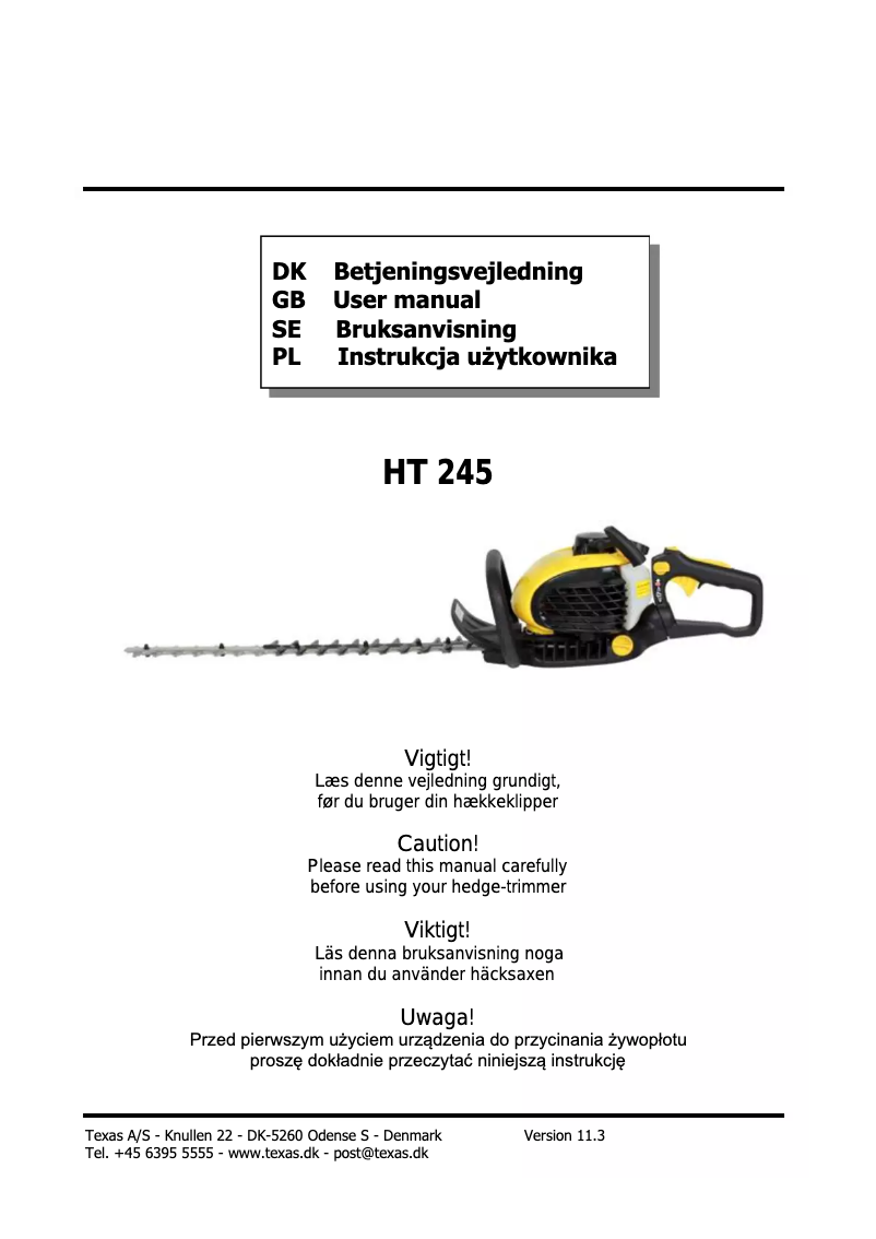 First page image of the manual for HT 245