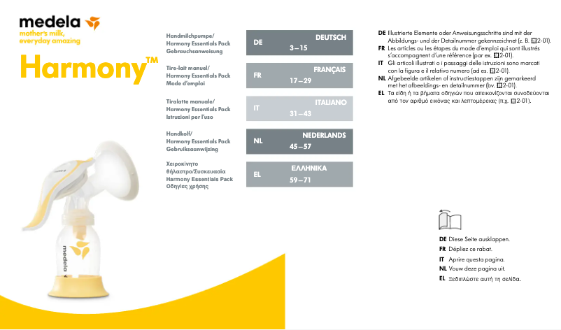 Page 1 de la notice Manuel utilisateur Medela Harmony