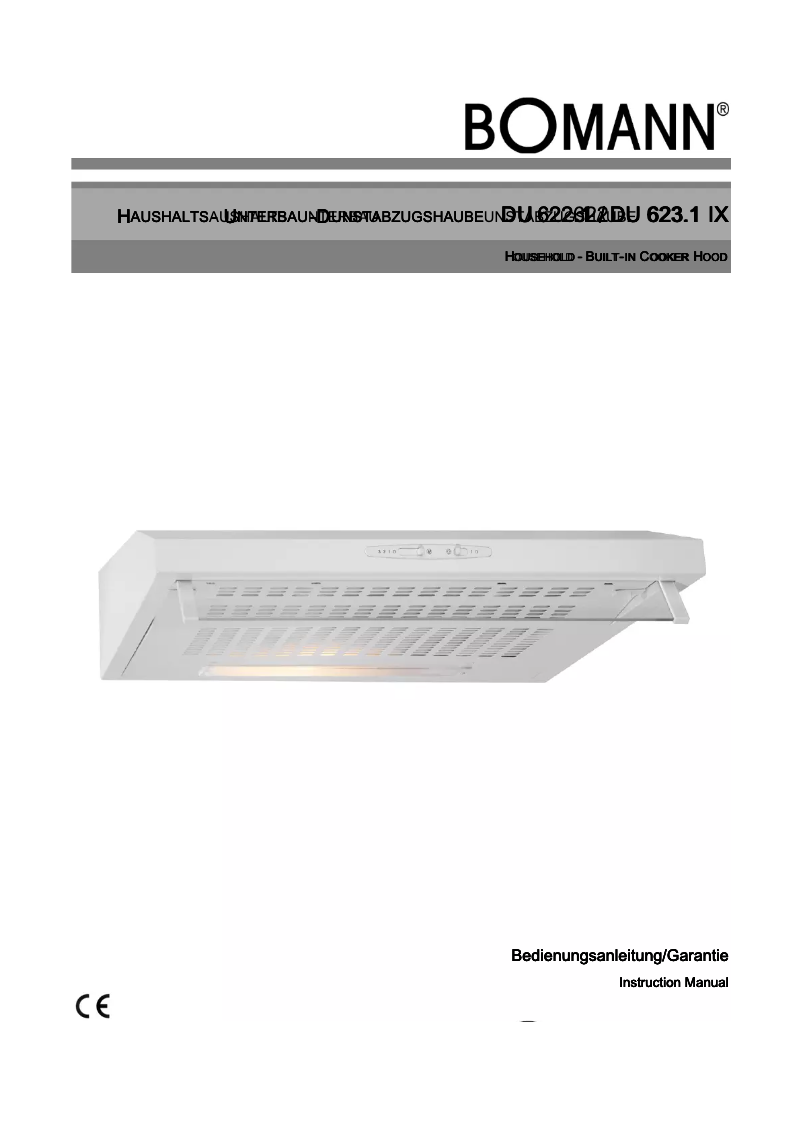 First page image of the manual for DU 622