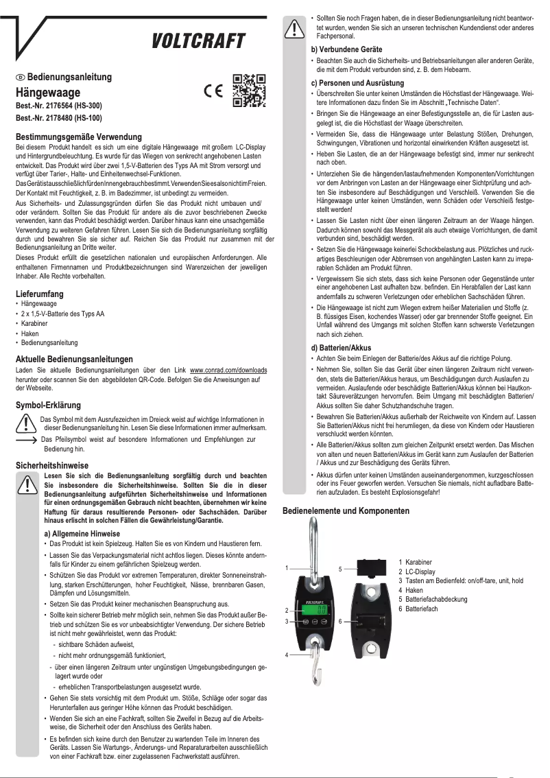 Page 1 of the manual User Manual Voltcraft HS-300