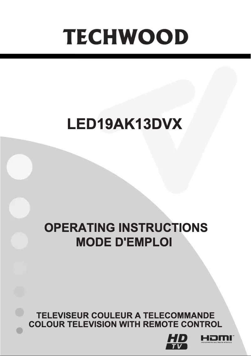 First page image of the manual for LED19AK13DVX