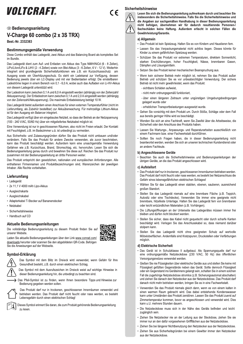 First page image of the manual for V-Charge 60 combo