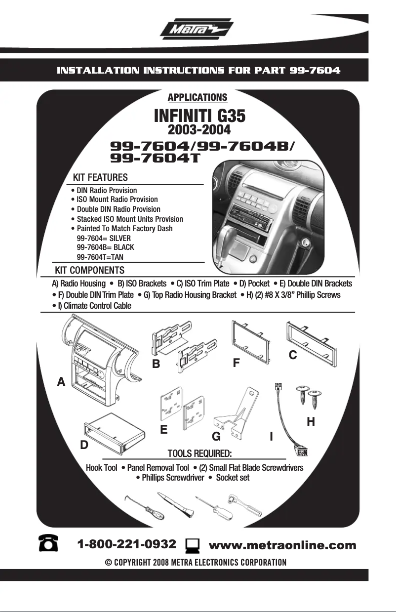 First page image of the manual for 99-7604B