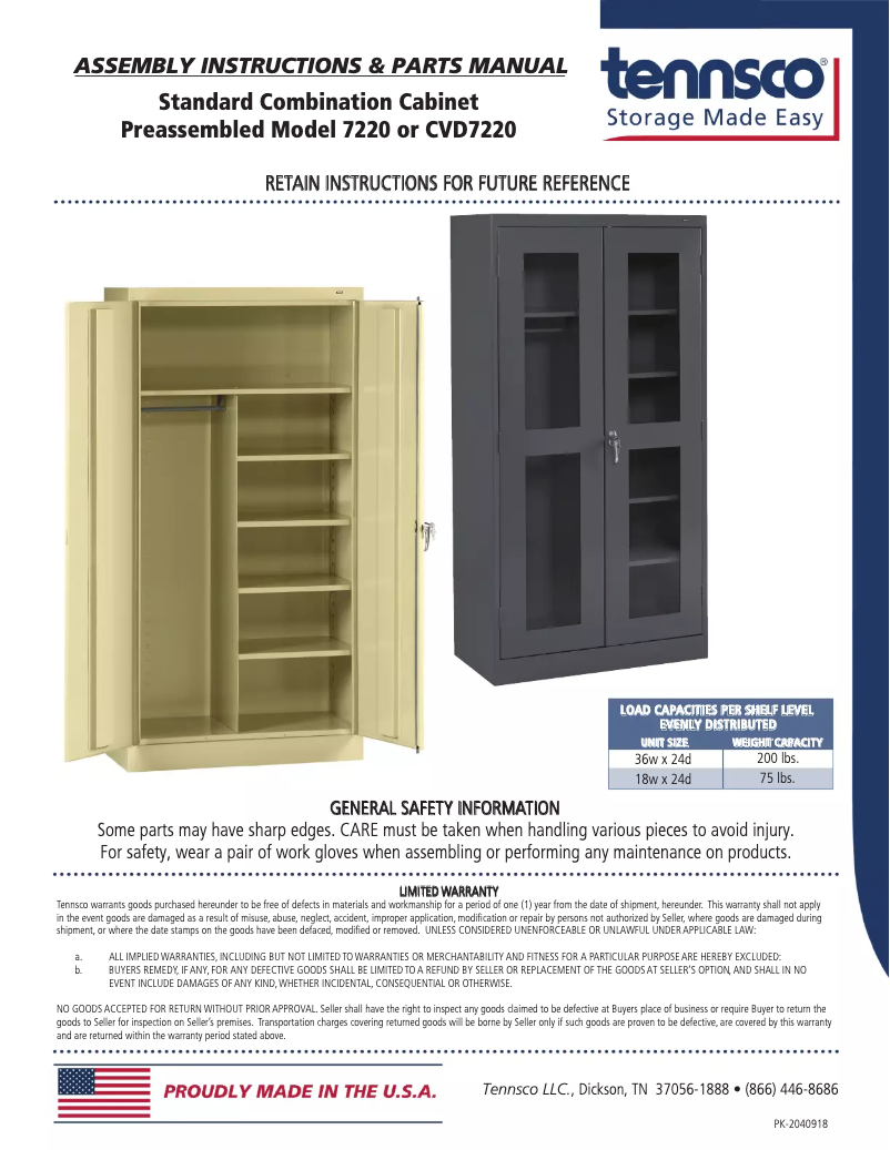 First page image of the manual for 7220