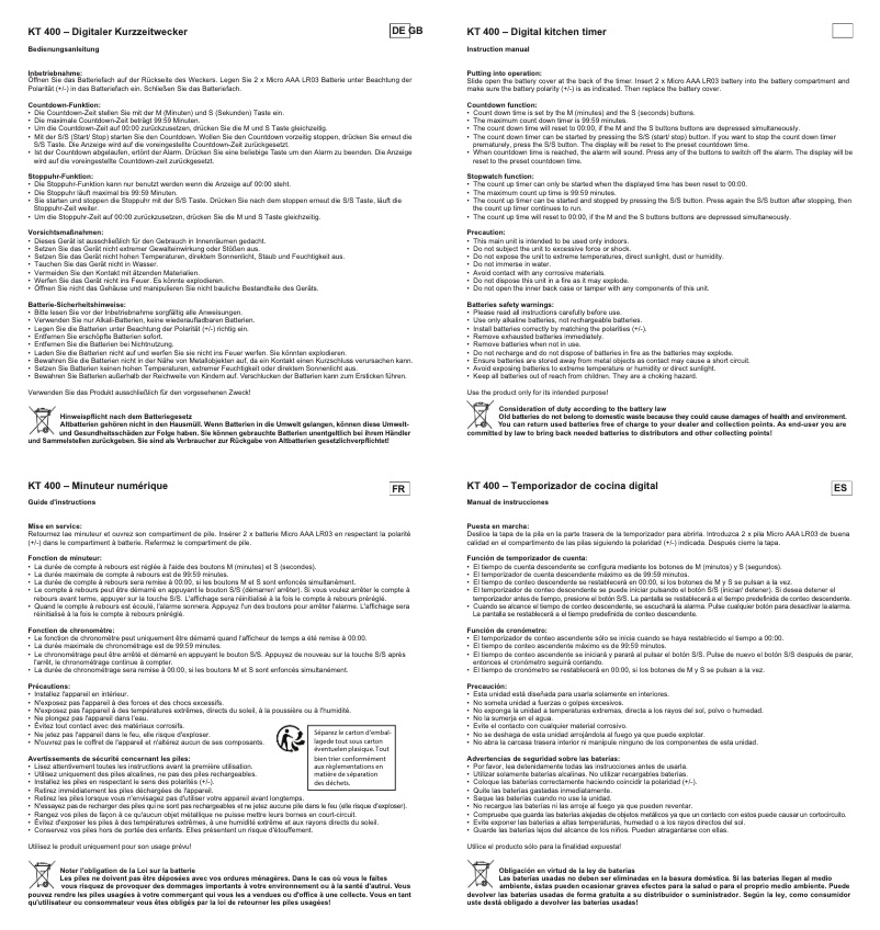 First page image of the manual for KT-400