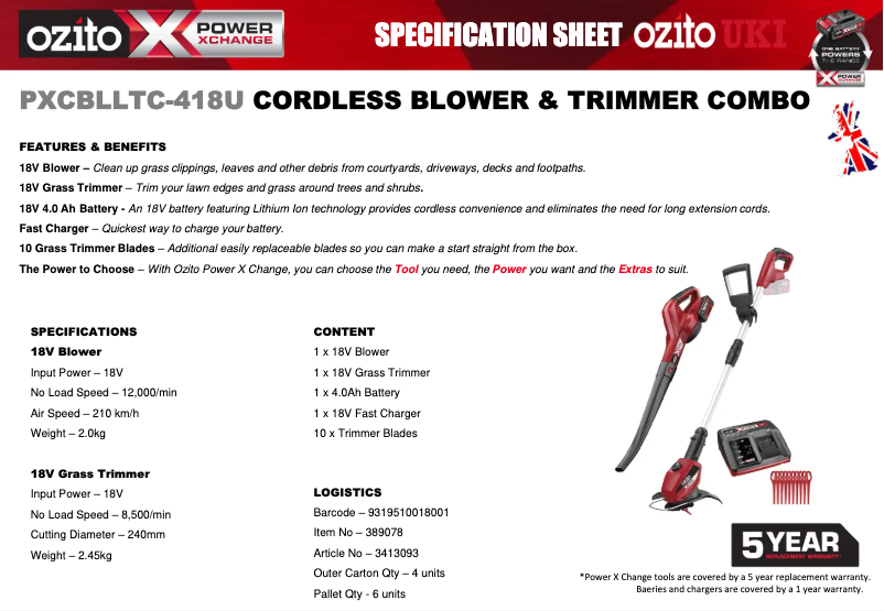 First page image of the manual for PXCBLLTC-418U