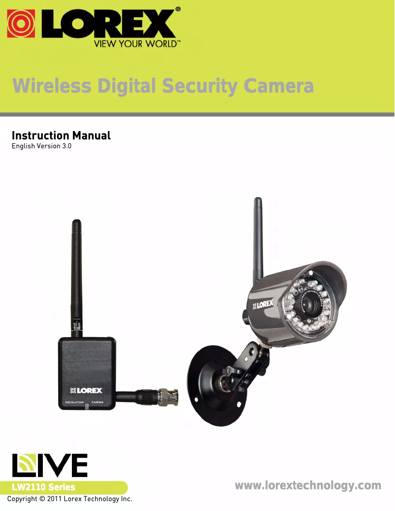 Page 1 de la notice Manuel utilisateur Lorex LW2110PK2B