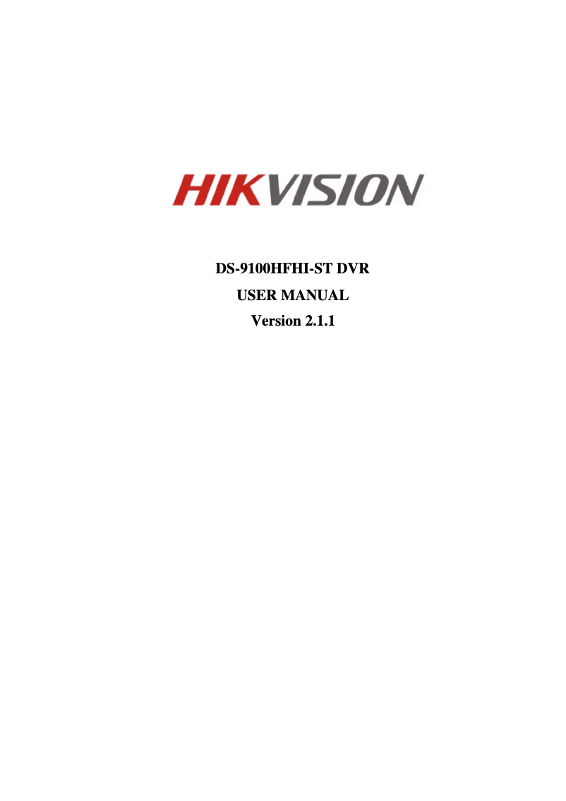 Page 1 of the manual User Manual Hikvision DS-9104 HFHI-ST