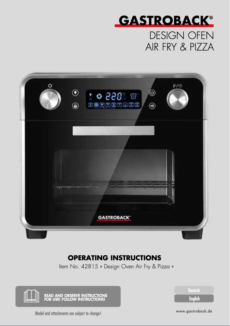 Page 1 of the manual User Manual Gastroback Design Oven Air Fry & Pizza 42815