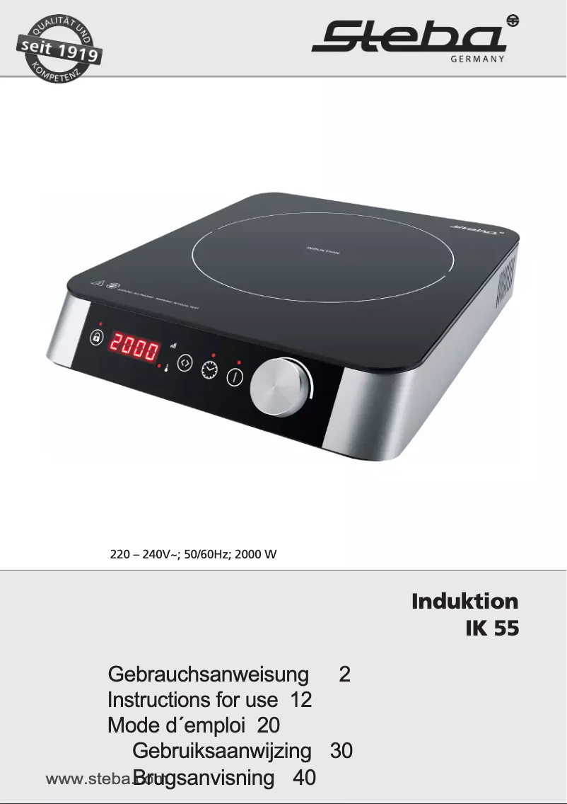 Page 1 of the manual User Manual Steba IK 55