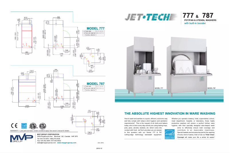 Page 1 of the manual Technical Sheet Jet-Tech 787