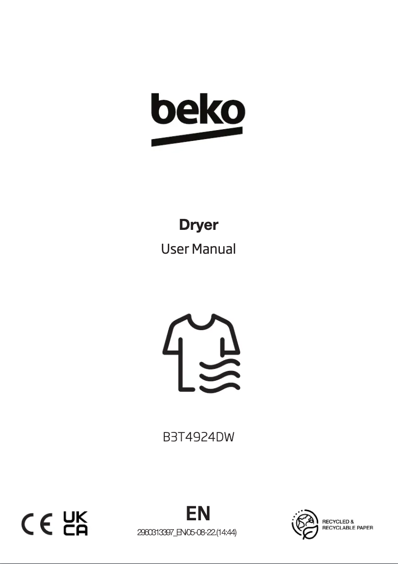 Page 1 of the manual User Manual Beko DHY9P46