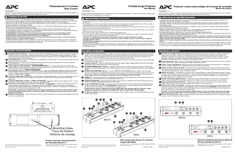 Page 1 de la notice Manuel utilisateur APC P8VT3