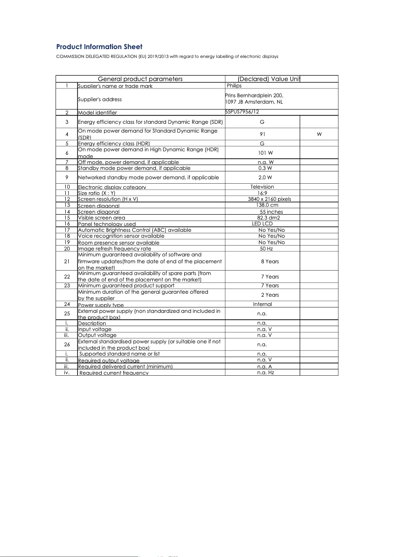 First page image of the manual for 55PUS7956