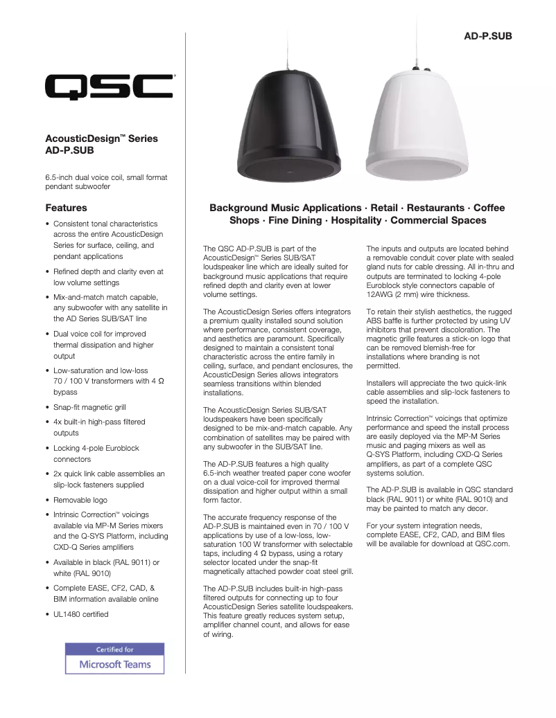 First page image of the manual for AD-P.SUB