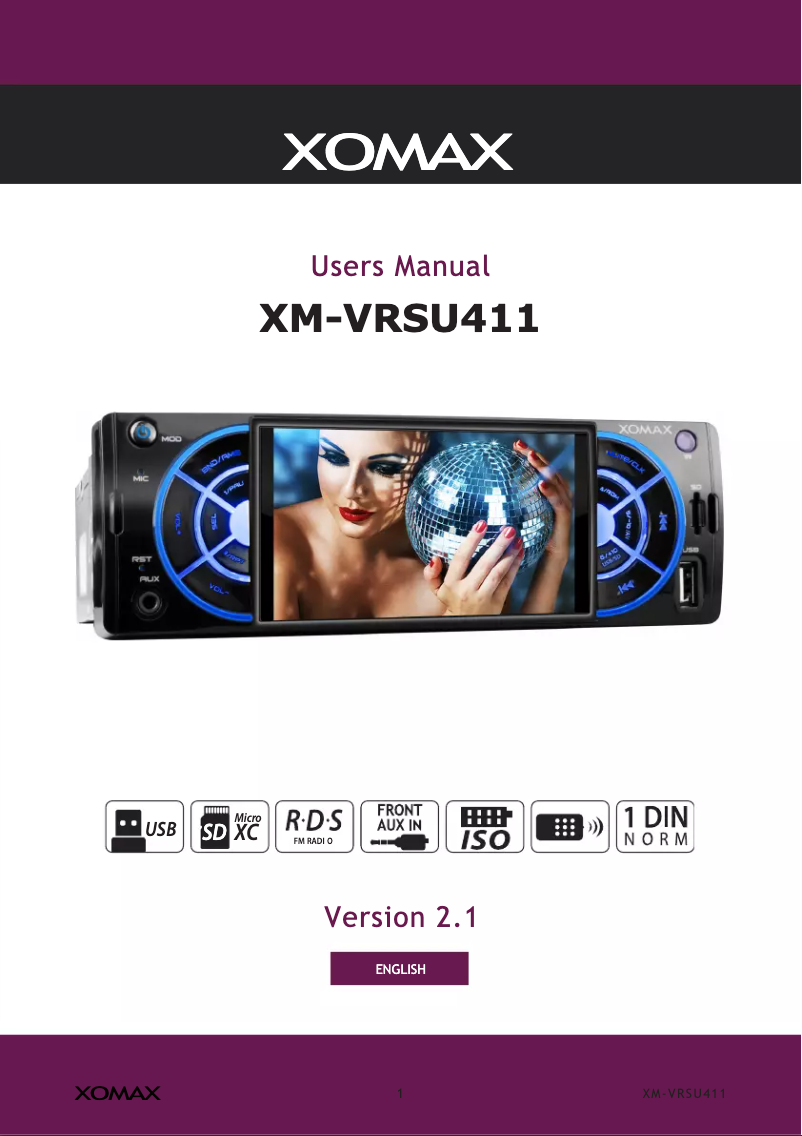 Page 1 of the manual User Manual Xomax XM-VRSU411 V2