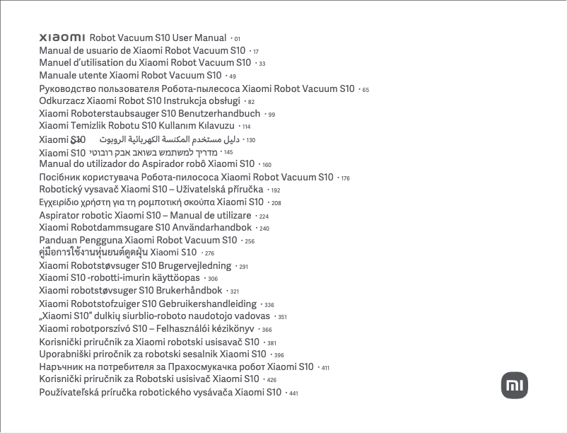 First page image of the manual for Robot Vacuum S10