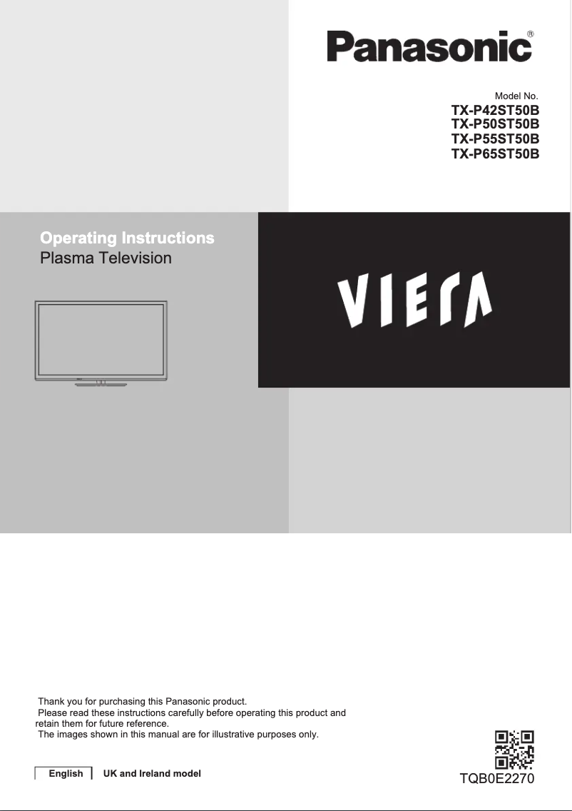 First page image of the manual for Viera TX-P65ST50B