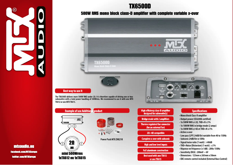 Image de la première page du manuel de l'appareil TX6500D