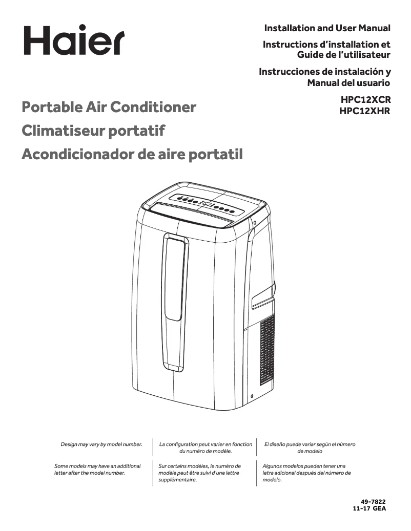 First page image of the manual for HPC12XCR