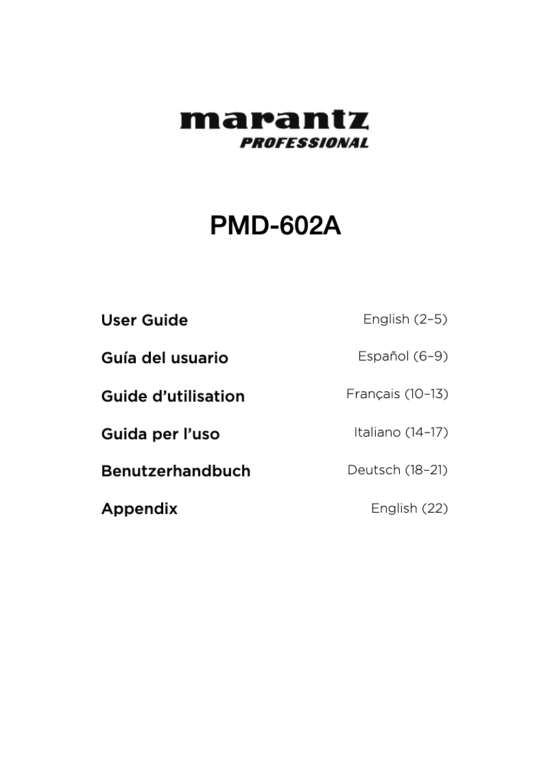 First page image of the manual for PMD-602A