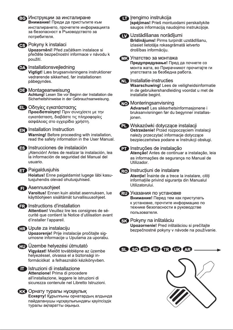 Page 1 of the manual Installation Guide Electrolux ESF5545LOW