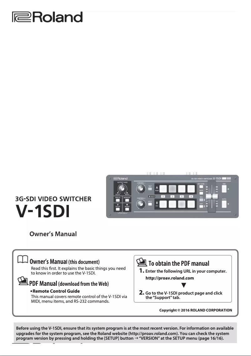 First page image of the manual for V-1SDI