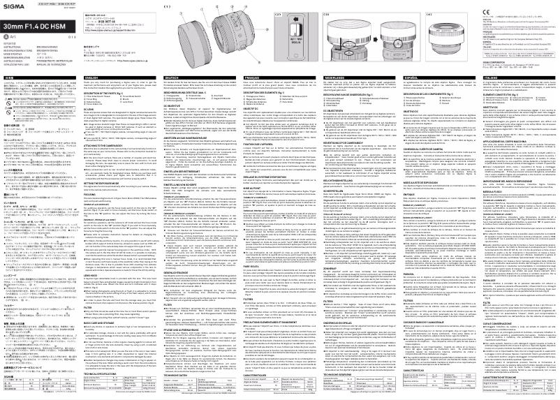 First page image of the manual for 30mm f/1.4 DC HSM ART Canon
