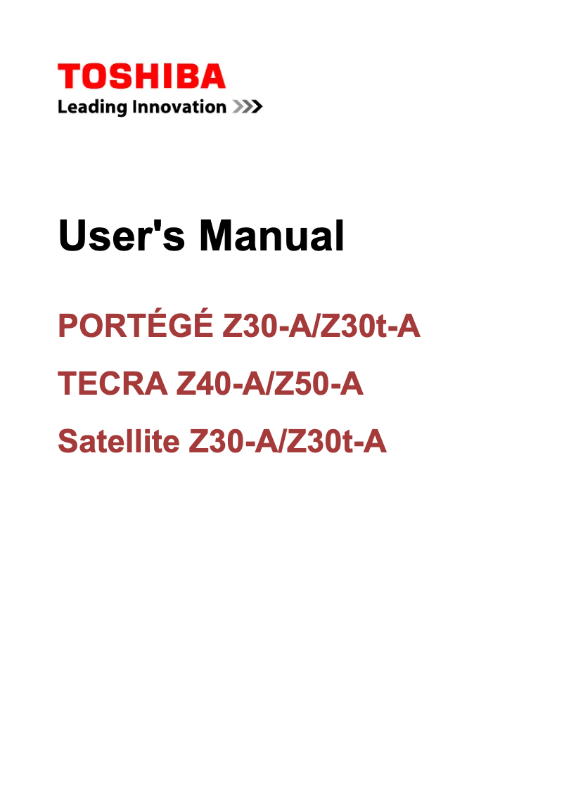 Page 1 of the manual User Manual Toshiba Tecra Z40-B
