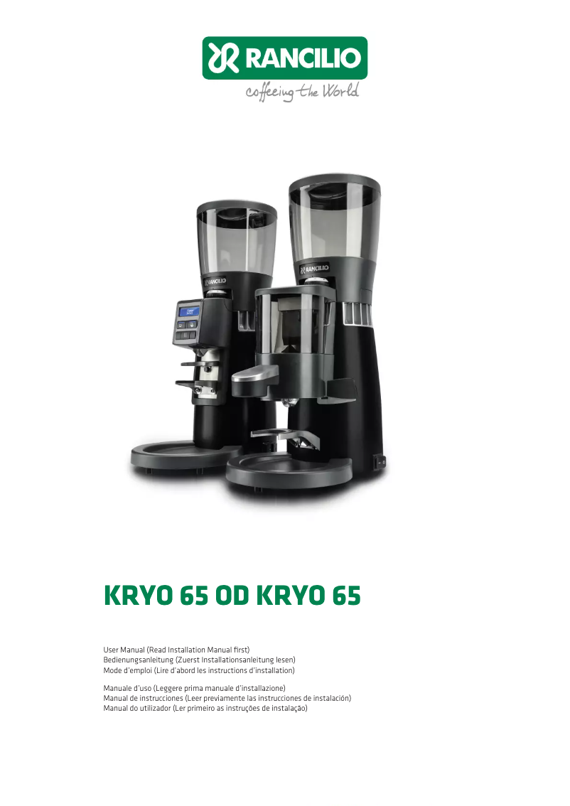 Page 1 of the manual Catalogue Rancilio Kryo 65