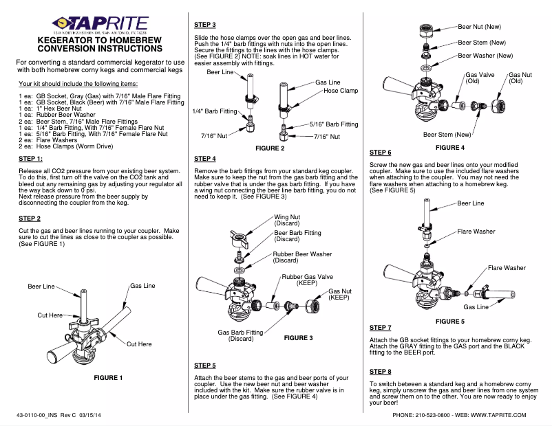 Page 1 of the manual Installation Guide Taprite Commercial 43-0110-00