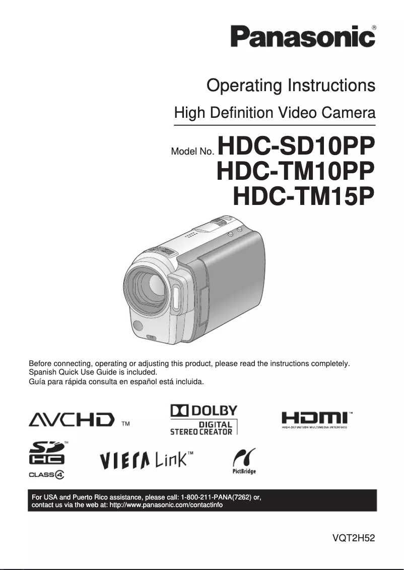 Page 1 of the manual User Manual Panasonic HDC-TM15