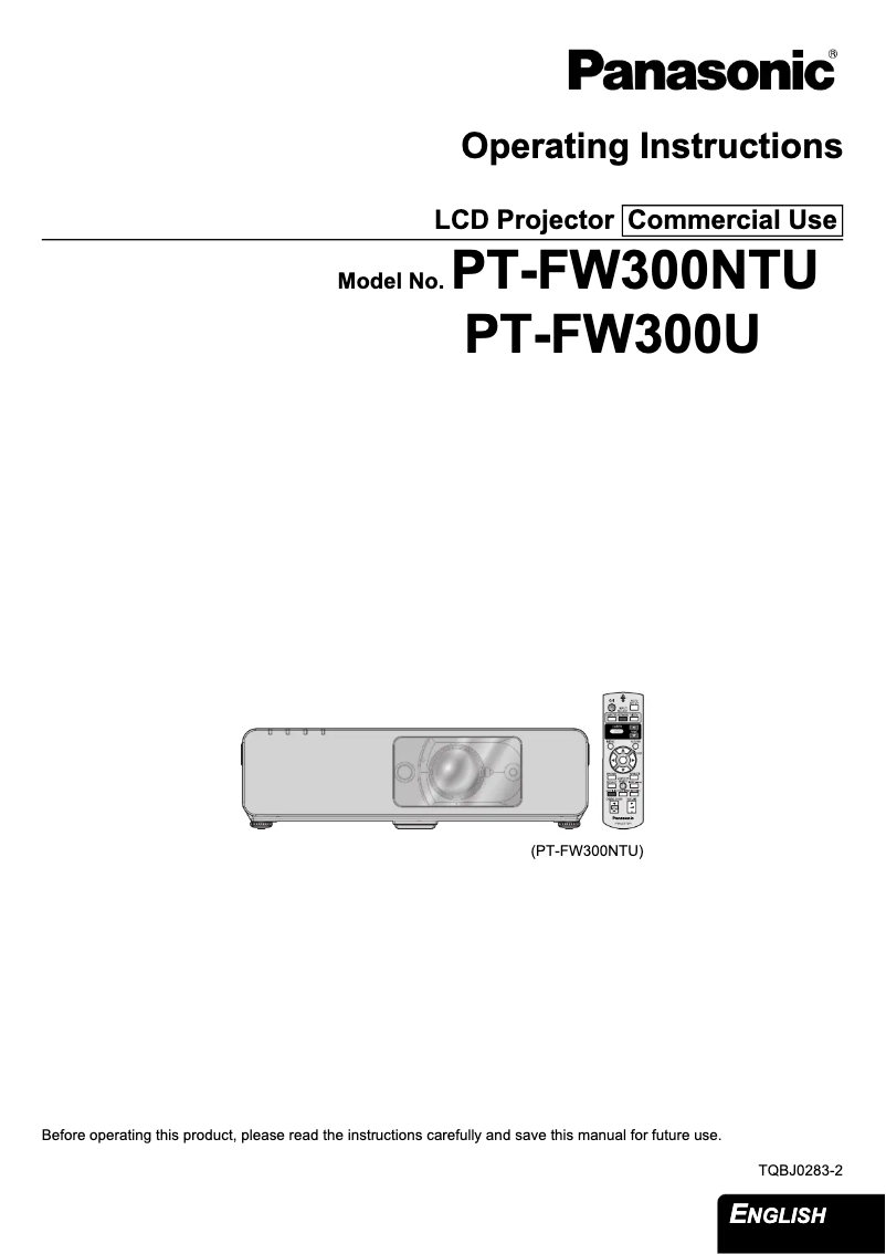 First page image of the manual for PT-FW300NTU