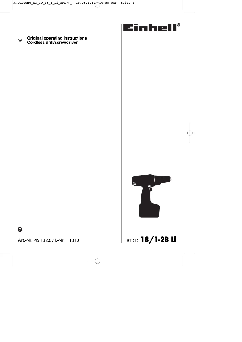 First page image of the manual for RT-CD 10,8 Li