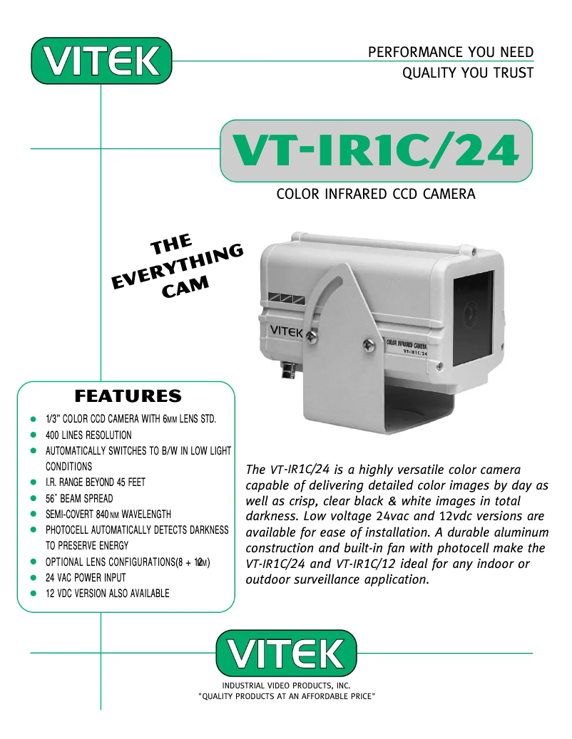 First page image of the manual for VT-IR1C-24