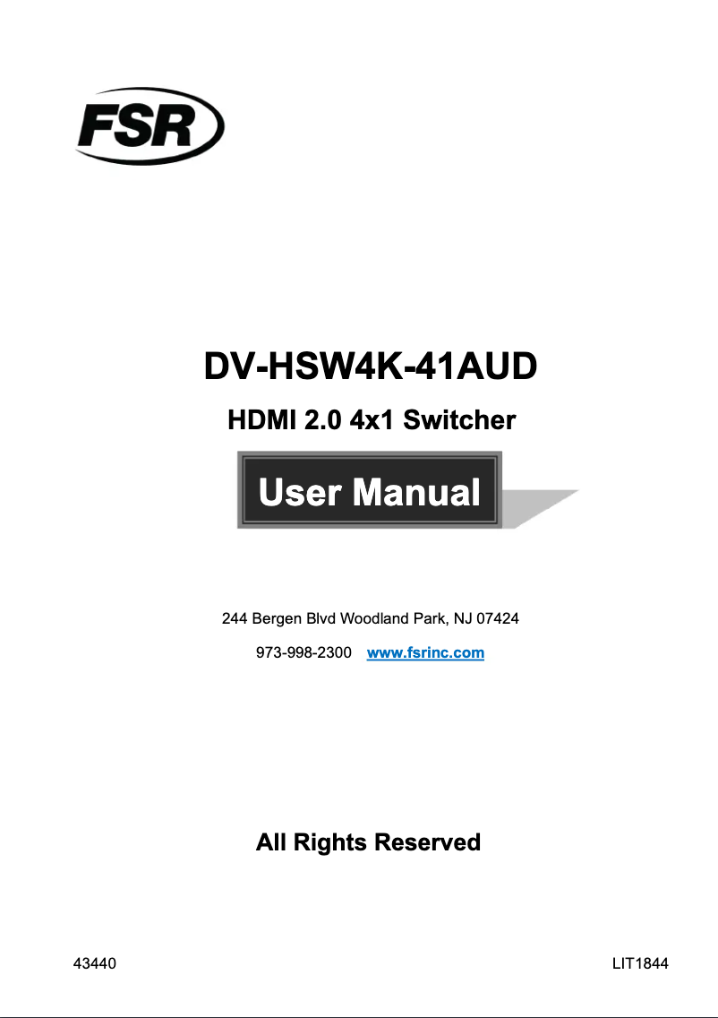 Page 1 of the manual User Manual FSR DV-HSW4K-41AUD