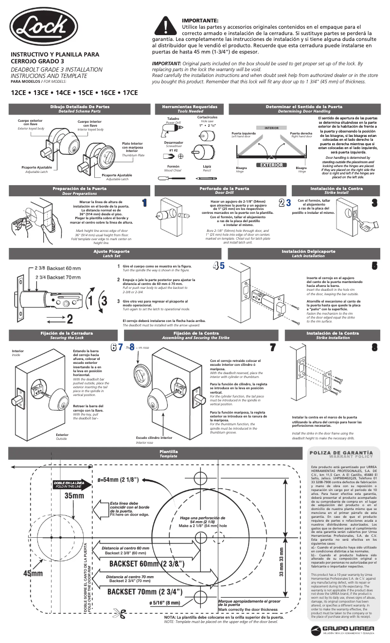 Page 1 of the manual User Manual Urrea 15CE